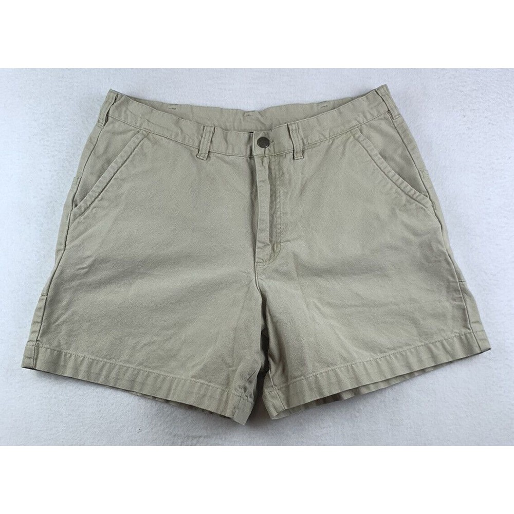Patagonia Stand Up Shorts Worn Wear 6" Shorts Size 34 Khaki Cotton Duck Canvas